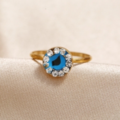 Vintage Bohemian Full Diamond Blue Eyes Turkish Middle Eastern Open Finger Ring Distributor
