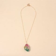 Bohemian Ethnic Colorful Crystal Gemstone Necklace Exaggerated Geometric Collarbone Chain Manufacturer