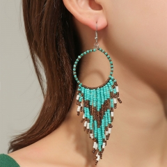 Popular Vintage Bohemian Ethnic Long Rice Bead Tassel Earrings Manufacturer