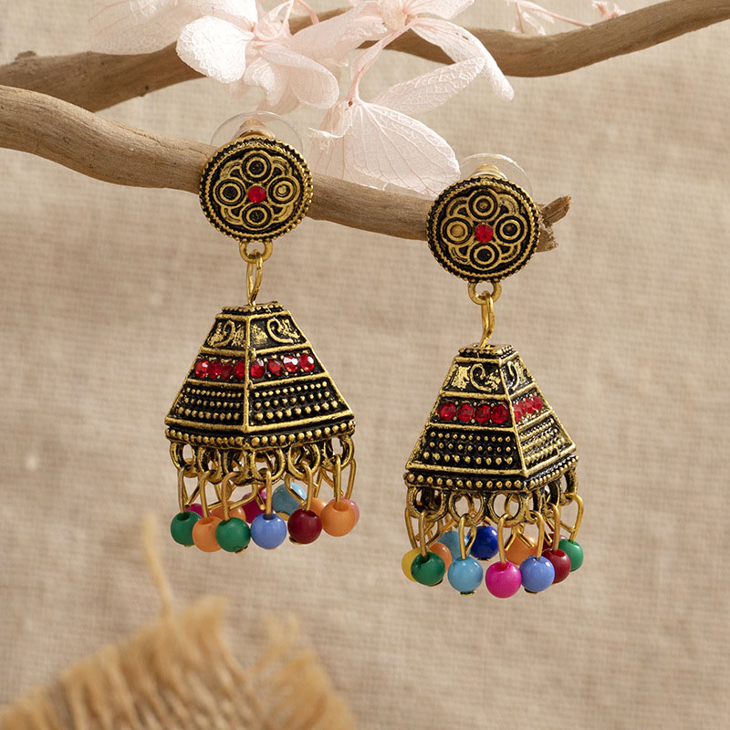 Bohemian Alloy Bells Vintage Pagoda With Diamonds Ethnic Earrings Manufacturer