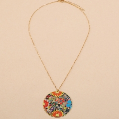 Exaggerated Colorful Oil Dripping Floral Round Piece Fashion Vintage Bohemian Necklace Manufacturer