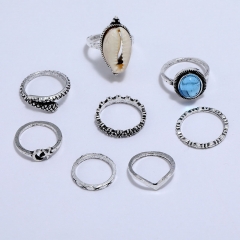 Bohemian Ethnic Fashion Vintage Carved 8-piece Ring Set Manufacturer