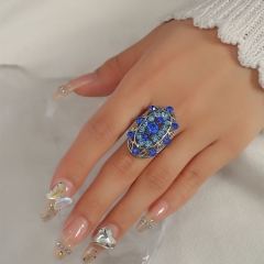 Ethnic Bohemian Vintage Personality With Diamond Oval Ring Manufacturer