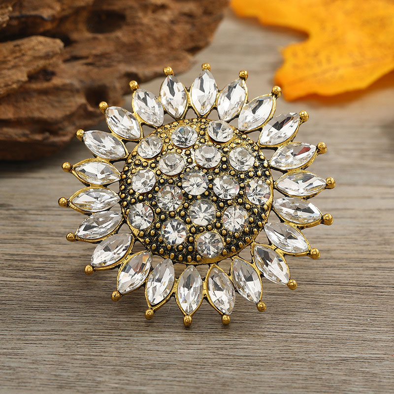 Simple Diamond-set Sun Flower Bohemian Indian Fashion Retro Ethnic Exaggerated Ring Manufacturer