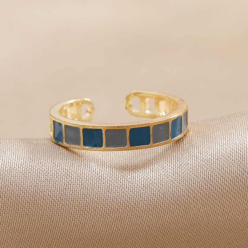 Bohemian Ethnic Plaid Ring Alloy Rectangular Open Finger Ring Vintage Fashion Simple Manufacturer