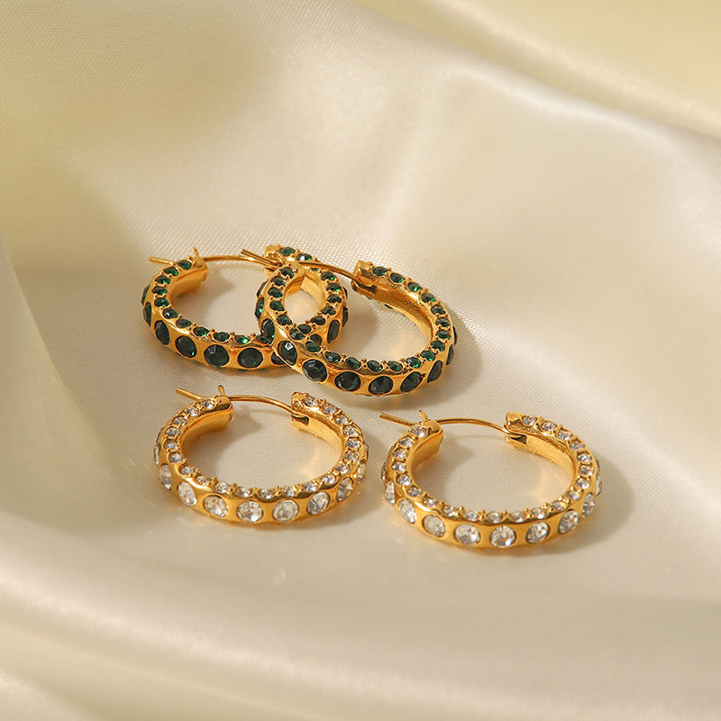 Wholesale Jewelry Micro-set Full Of Diamonds Fashion Non-fading Hoop Anti-allergy Earrings
