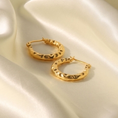 Wholesale Jewelry 18k Gold Stainless Steel Concave And Convex Circle Stud Earrings