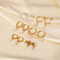 18k Gold Stainless Steel Fashion Personalized Pearl Earrings Earrings Hoop Manufacturer