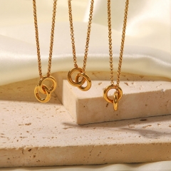 Wholesale Loop Pendant Necklace Titanium Steel Gold Plated Collarbone Chain