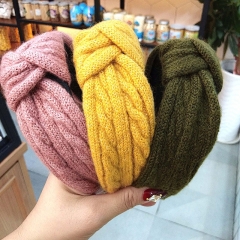 Wholesale Jewelry Korean Knitted Knotted Vintage Wool Simple Wide Side Hair Band