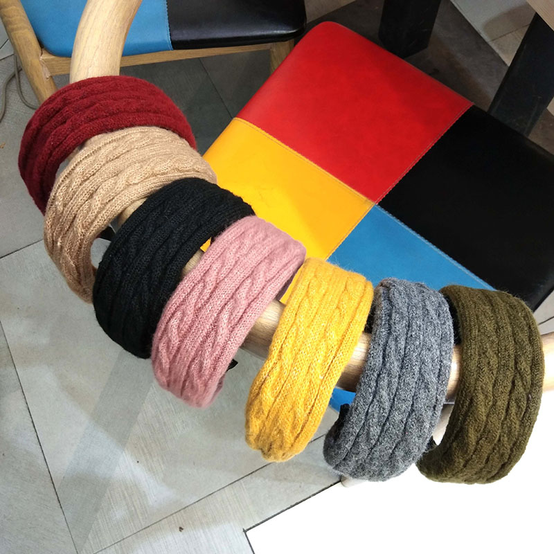 Wholesale Jewelry Korean Twist Knit Flat Wide Edge Wool Fashion Headband