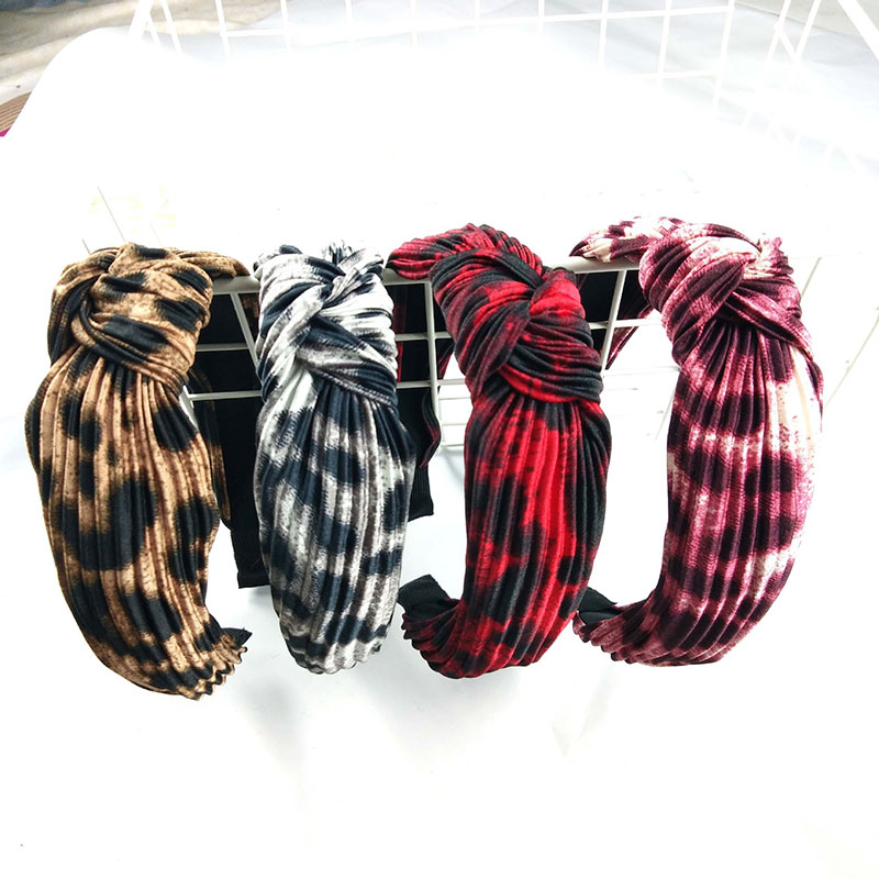 Wholesale Jewelry Fashion Ruffled Hair Band Korean Version Of Leopard Print Knotted Vintage