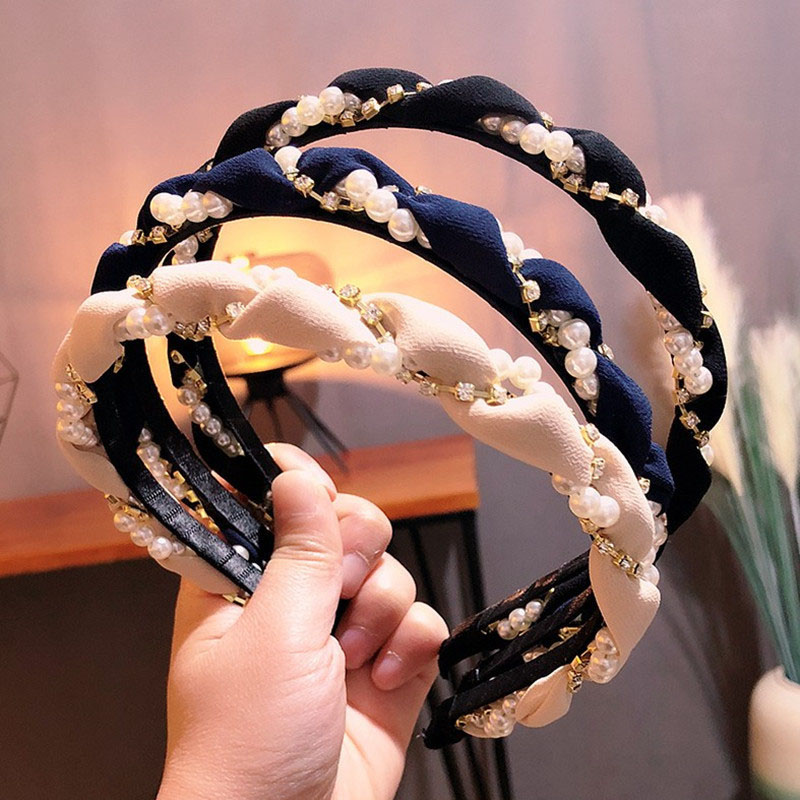 Wholesale Jewelry Pearl Weave Super Flash Crystal Winding Headband