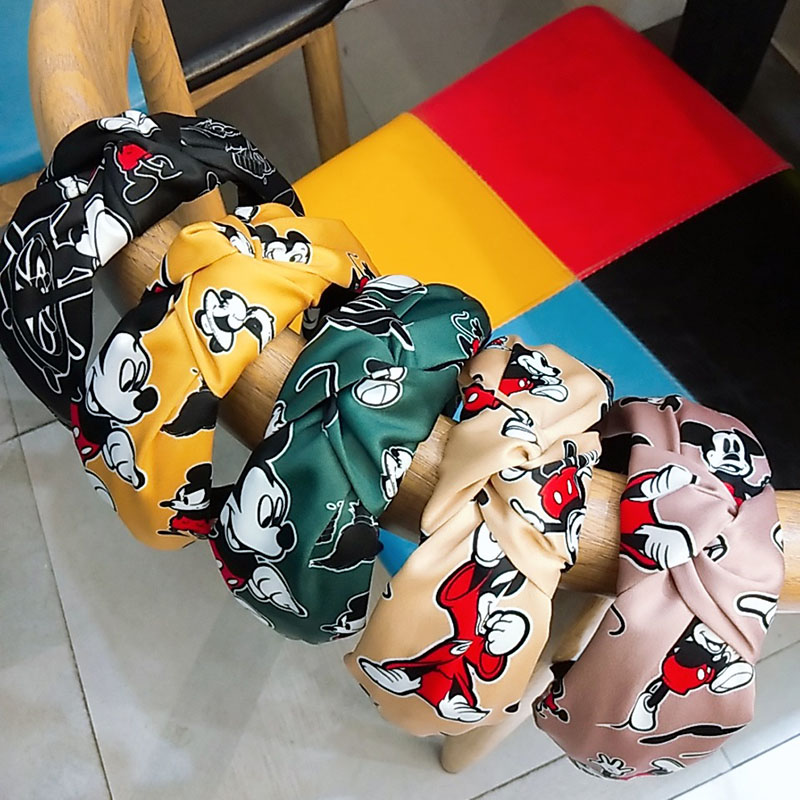 Wholesale Jewelry Korean Version Of The Cartoon Print Knotted Fashion Wide Edge Fabric Hair Band