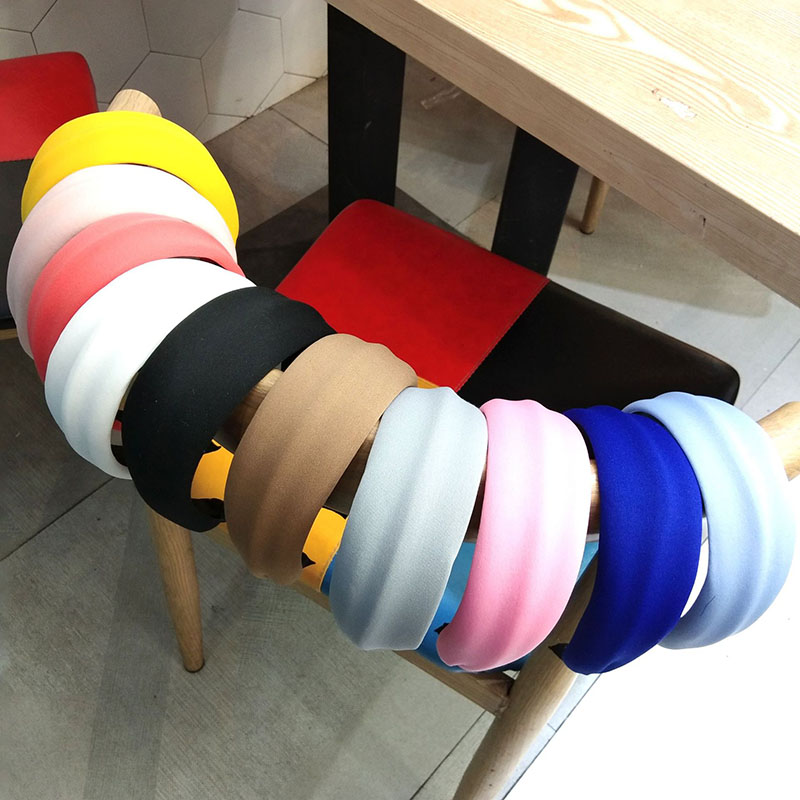 Wholesale Jewelry Korean Version Of The Wide Edge Milk Silk Flat Sponge Candy Color Hair Bands