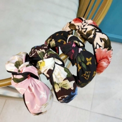 Wholesale Jewelry Japanese And Korean Wide Edge Fabric Knotted Retro Fashion Print Headband