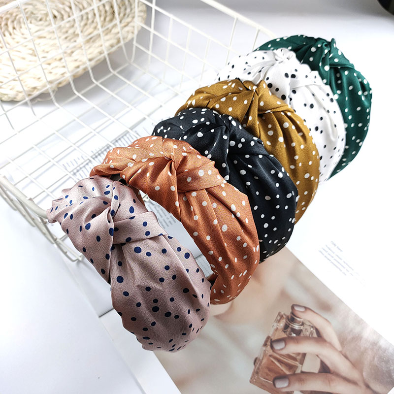 Wholesale Jewelry Korean Version Of The Satin Fabric Small Polka Dot Knotted Broadside Simple Hair Bands