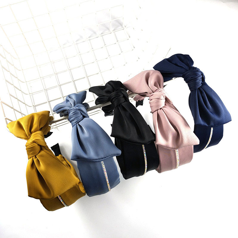 Wholesale Jewelry Korean Version Of The Rabbit Ears Simple Wide Edge Colorful Diamond Strip Fashion Bow Headband