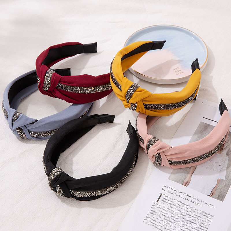 Wholesale Jewelry Washing Face Korean Version Of Cloth With Diamond Strip Knotted Headband