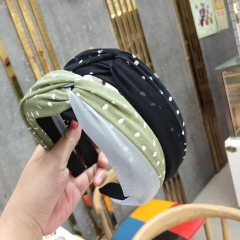 Wholesale Jewelry Korean Version Of Lace Mesh Knotted Fashion Wide Side Colorful Polka Dot Hair Band