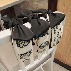 Wholesale Jewelry Korean Letter Cat Head Woven Lace Mesh Knotted Wide Side Bow Hair Band