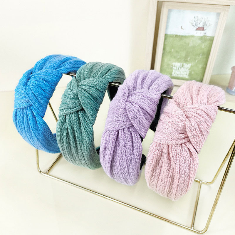 Korean Version Of The Knitted Diamond Plaid Wool Headband Solid Color Distributor