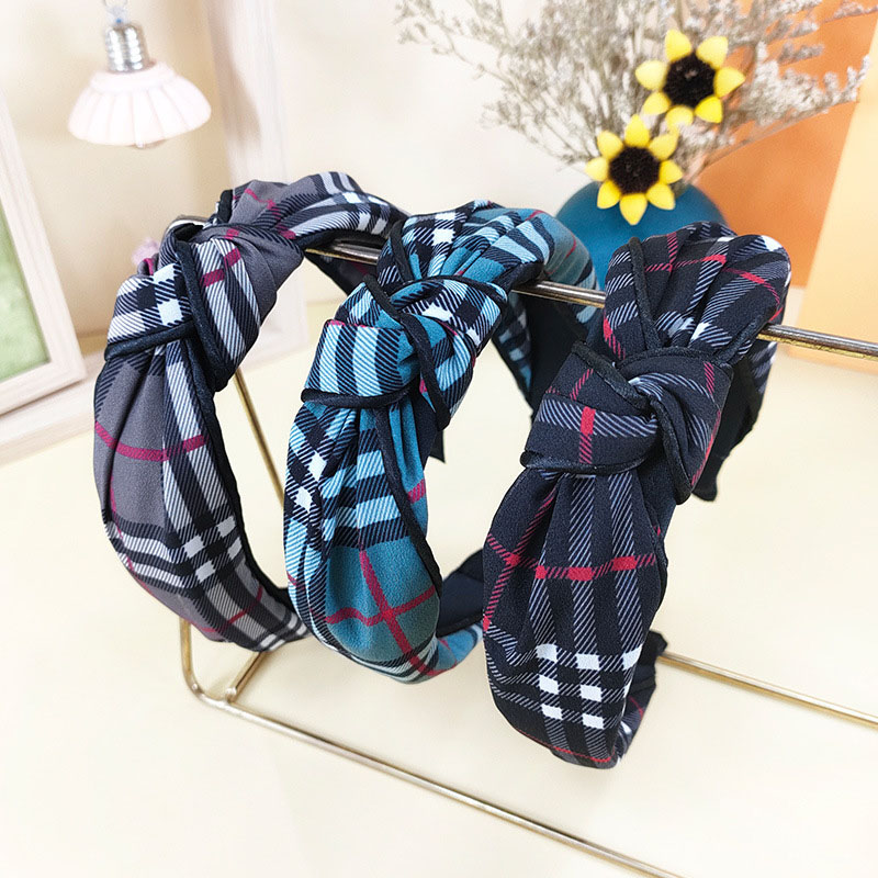 Korean Checkered Hair Band Simple Personality Knotted Cross Fashion Fabric Distributor