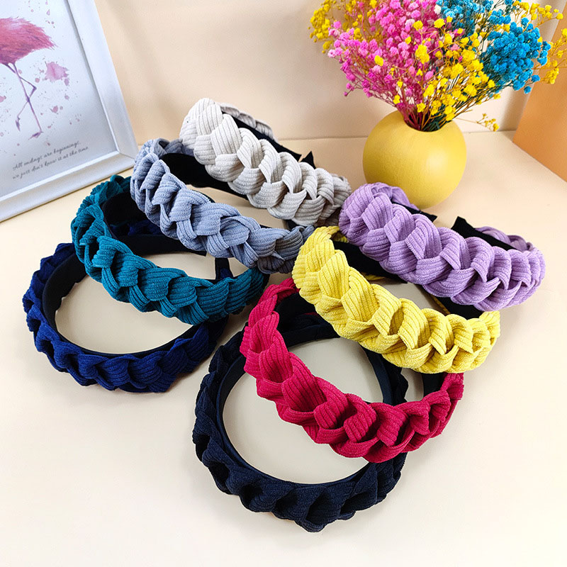 Korean Version Of The Woven Wide Edge Candy Color Braid Pressed Hair Headband Fashion Distributor