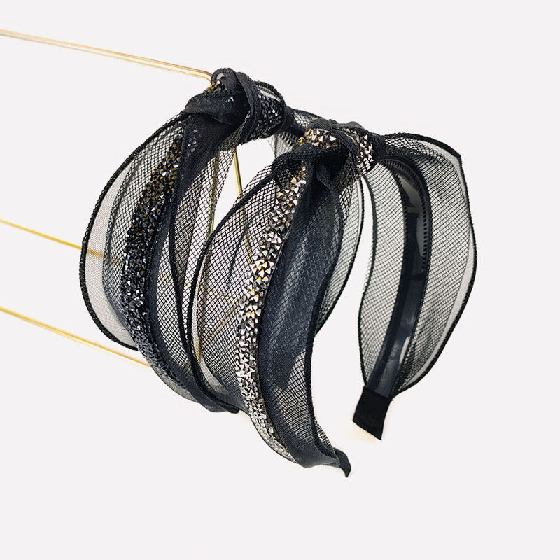 Korean Version Of Knotted Fabric Wide Side Organza Elegant Headband Fashion Drill Strip Hair Accessories Distributor