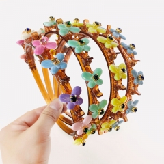 Broken Hair With Teeth Braided Children's Hair Clip Top Clip Rhinestone Clover Hair Band Distributor