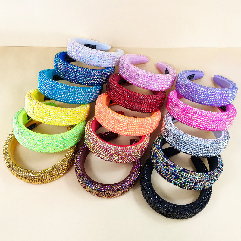 Colorful Diamond Shiny Full Diamond Wide Side Headband Fashion Korean Version Distributor