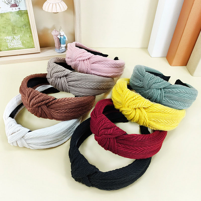 Korean Version Of The Autumn And Winter Wool Wide Edge Knitting Wheat Spike Knotted Headband Distributor