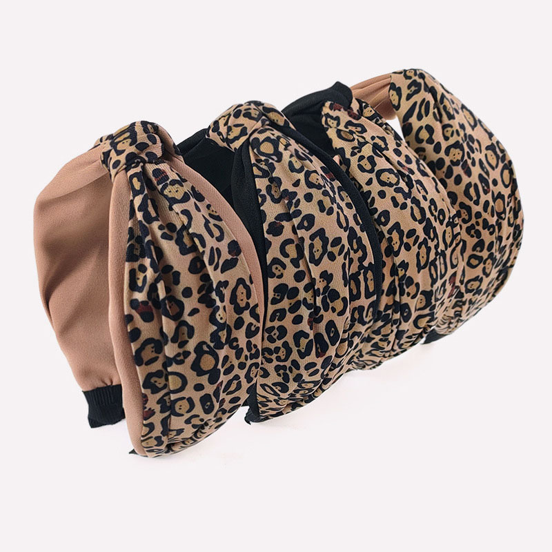 Korean Retro Leopard Print Color Blocking Simple Fashion Mixed Color Cross Fashion Headband Distributor