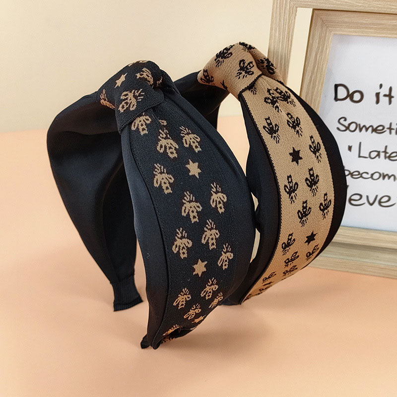 Korean Version Of The Small Bee Woven Knotted Hair Bands Retro Wide Side Cloth Fashion Distributor