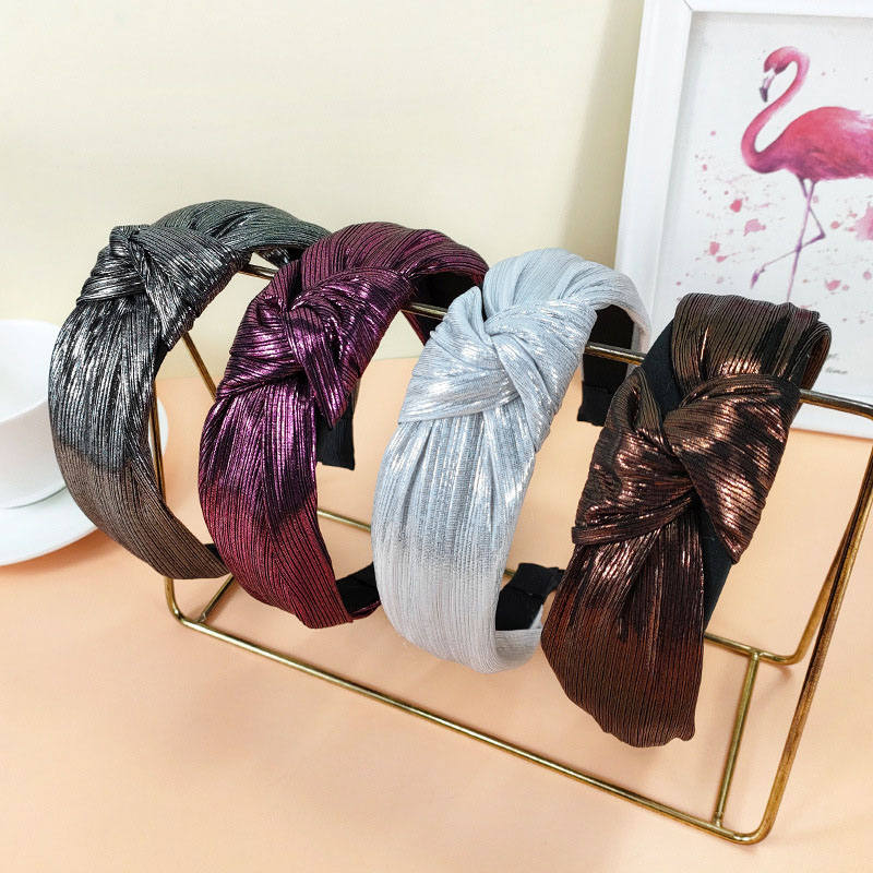 Korean Bright Silk Fabric Knotted Simple Wide Edge Fashion Headband Distributor