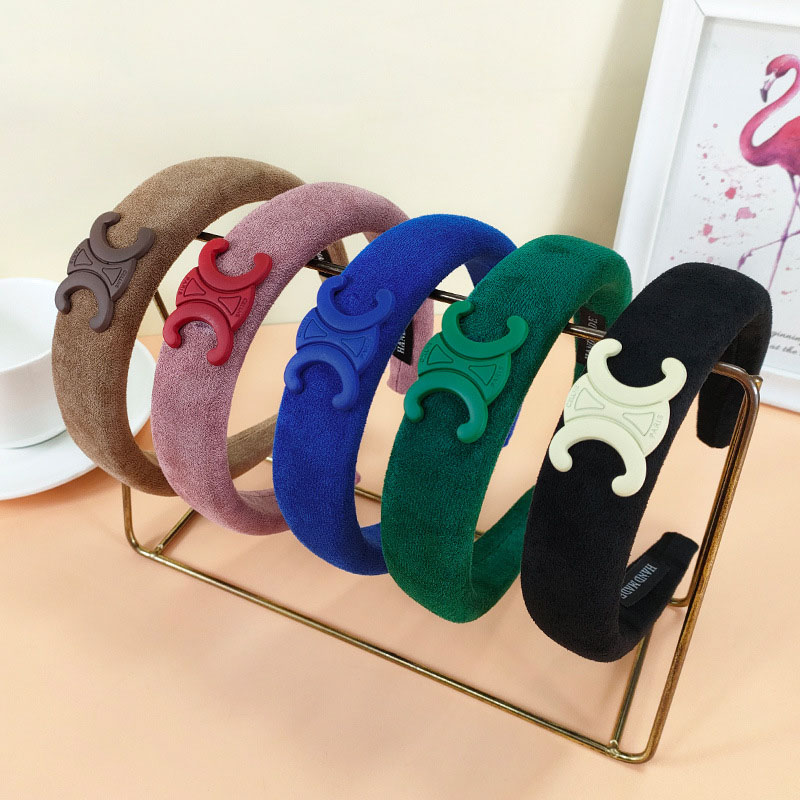 Suede Sponge Fashion Simple Solid Color Alloy Wide Edge Pressed Hair Headband Distributor