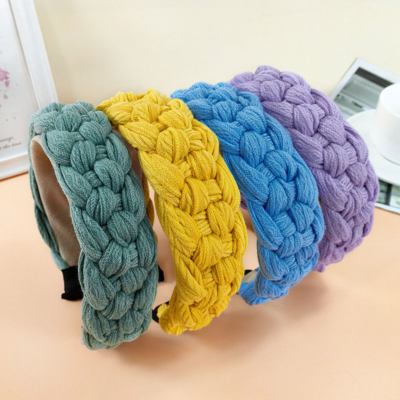 Japan And South Korea Knitting Wool Solid Color Warm Twist Headband Distributor