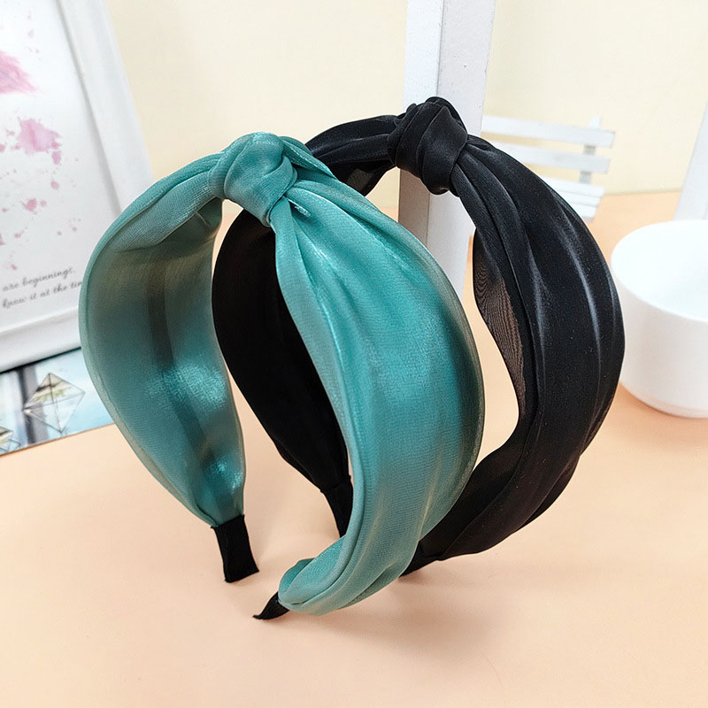 Korean Bright Silk Yarn Simple Wide Version Of The Double-layer Knotted Hair Card Headband Distributor