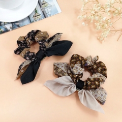 Korean Version Of Small Broken Flower Large Intestine Hair Ring Bow Leather Band Fashion Pearl Tie Ponytail Hair Rope Distributor