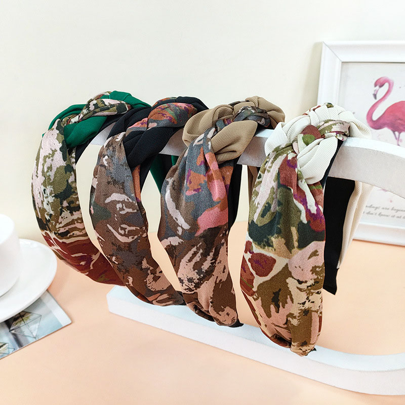 Korean Braided French Headband Bohemian Wide Version Of The Print Twist Knot Distributor