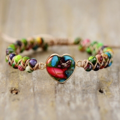 Emperor Stone Peach Heart Shaped Double Hand Woven Adjustable Bracelet	 Manufacturer