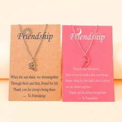 Fashion Stainless Steel Hollow Sun And Moon Human Face Friendship Couple Clavicle Necklace Supplier