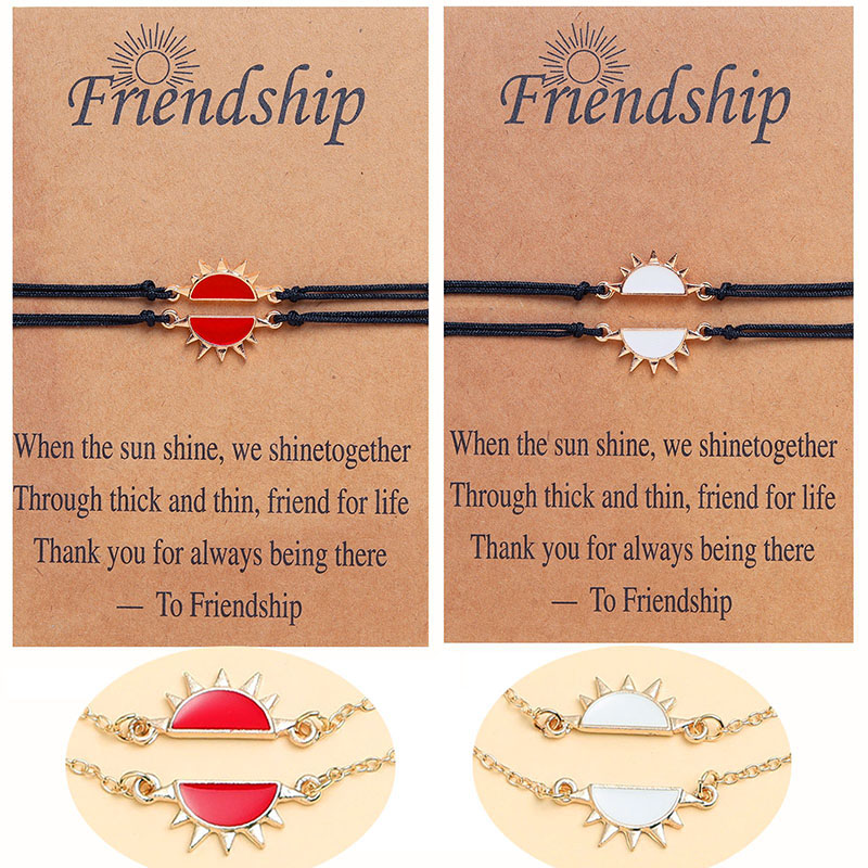 Alloy Oil Dripping Fiery Red Sun Braided Handmade Friendship Bracelet Supplier