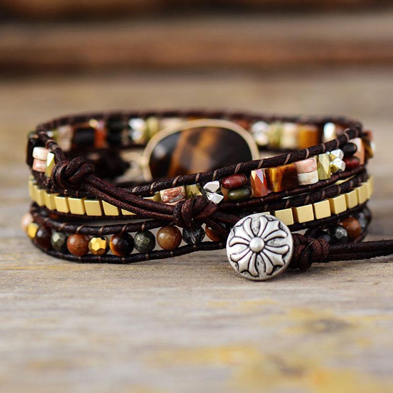 Egg-shaped Tiger's Eye Stone Head Hand-woven Multi-layer Wrap Bracelet	 Manufacturer