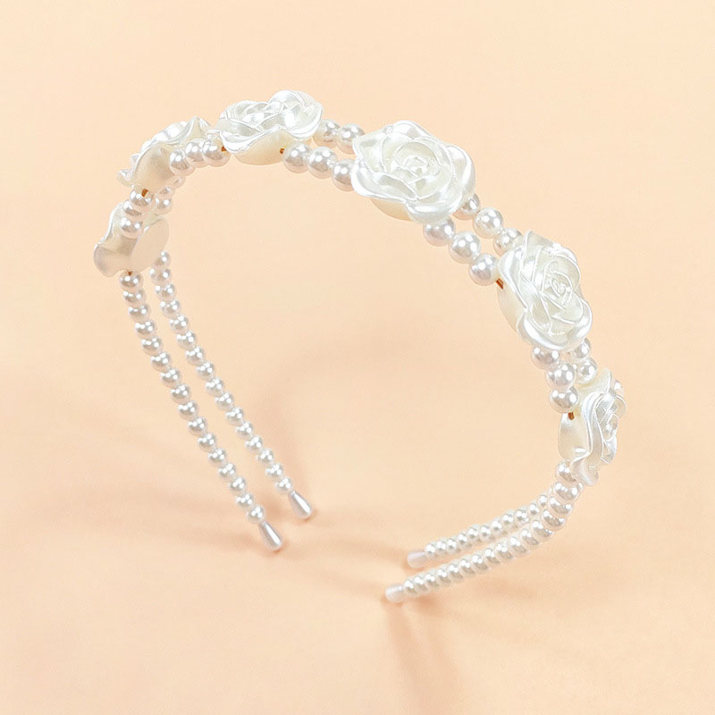 Pearl Rose Double Row Simple Vintage Beaded Headband Distributor