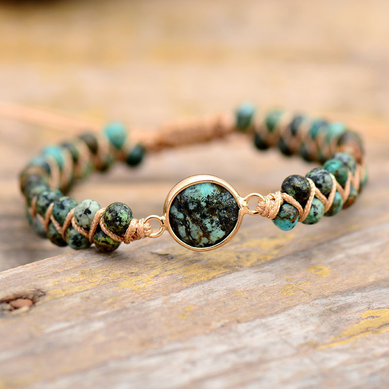 Wholesale African Turquoise Double Layered Hand-woven Friendship Bracelet Adjustable