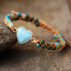 Wholesale Tianhe Stone Love Double Hand Woven Friendship Bracelet Adjustable