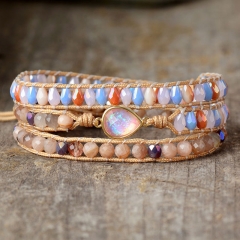 Wholesale Opal Crystal Multi-layered Twisted Braided Handmade Bracelet String Bracelet