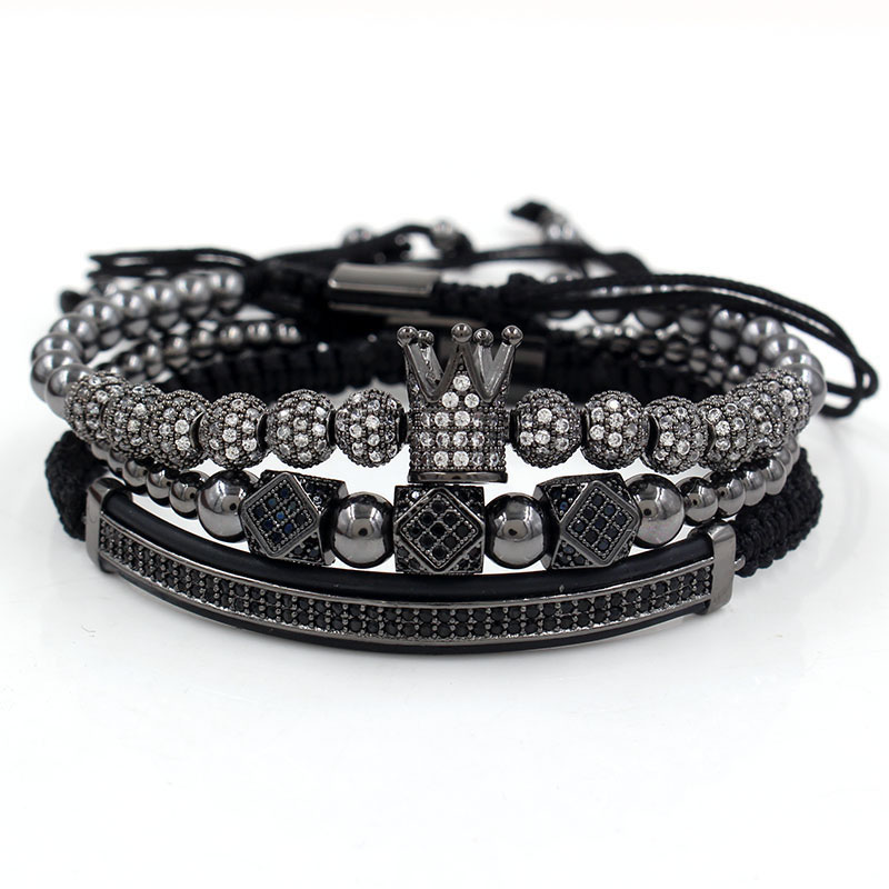 Fashion Micro-set 12 6mm Crown 3 Diamond Double Row Diamond Moon Bracelet Set	 Supplier