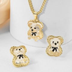 Wholesale Transparent Bear Pendant Clavicle Chain Necklace